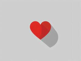 A Red Heart With A Shadow On A Gray Background. AI Generated photo
