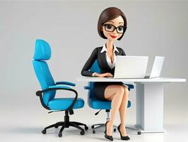 A Woman In A Business Suit Sitting At A Desk With A Laptop. AI Generated photo