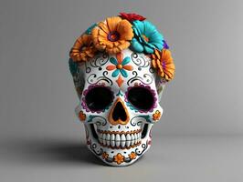 A Skull With Flowers On It. AI Generated photo