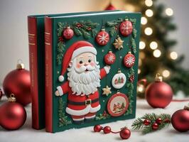 un Navidad libro con un Papa Noel claus en él. ai generado foto