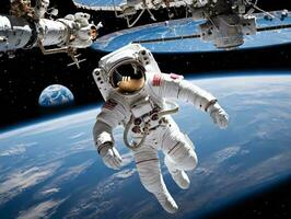 Astronaut In Outer Space. AI Generated photo