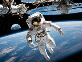 Astronaut In Outer Space. AI Generated photo