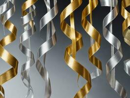 Gold And Silver Streamers. AI Generated photo
