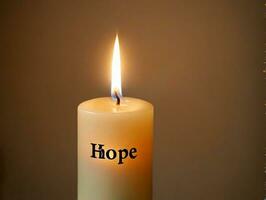 A Candle With The Word Hope On It. AI Generated photo