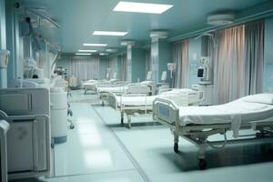An empty hospital room. AI-Generated photo