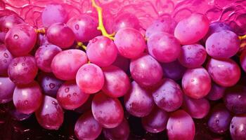 rojo uvas con agua gotas de cerca. ai generado foto