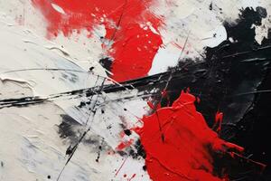 Abstract art banner made with mixed black, white and red oil paint. AI-Generated photo