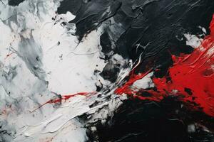 Banner with abstract art, made with mixed black, white and red oil paint. AI-Generated photo