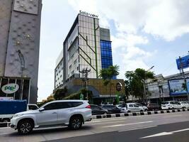 Surakarta, Central Java, Indonesia, April 27th 2023. Traffic in the city. Hot weather in a daylight. photo