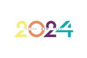 contento nuevo año 2024 vistoso con blanco antecedentes para celebracion, fiesta, y nuevo año evento. vector ilustración