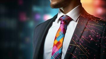 A well-dressed man with a vibrant tie and stylish suit AI Generated photo