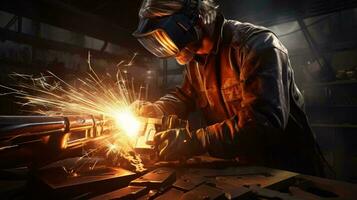 A skilled welder crafting a metal masterpiece AI Generated photo