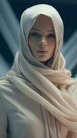 A mannequin dressed in a headscarf and a scarf AI Generated photo