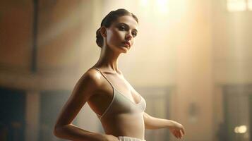A woman posing in a white bra AI Generated photo