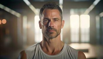 A confident man posing in a tank top for the camera AI Generated photo