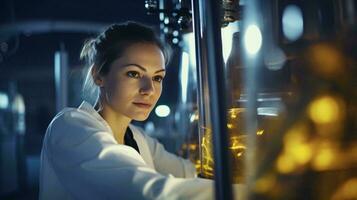 A female scientist conducting research in a laboratory AI Generated photo