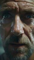 A man with water droplets on his face AI Generated photo