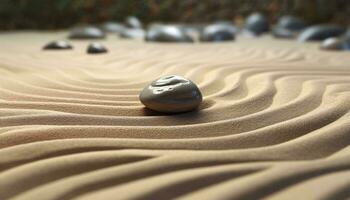 un rock en un arenoso playa ai generado foto