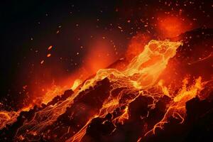 A volcanic mountain spewing hot lava AI Generated photo