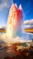 A majestic geyser erupting with incredible force and creating a mesmerizing water display AI Generated photo