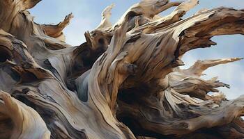 A majestic tree trunk reaching towards the sky AI Generated photo