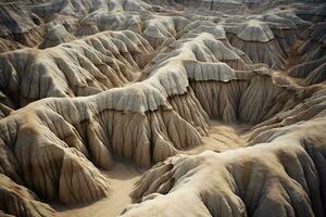 A barren desert landscape seen from above AI Generated photo