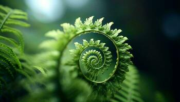 A beautifully spiraling fern leaf up close AI Generated photo