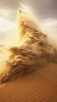 A massive sand dune in the desert, creating an awe-inspiring wave-like formation AI Generated photo