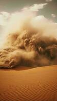 A massive sandstorm engulfing the desert landscape AI Generated photo