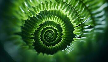 un de cerca ver de un fascinante verde espiral ai generado foto