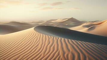 un asombroso Desierto paisaje con majestuoso arena dunas y dramático nubes ai generado foto