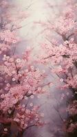 A colorful tree with blooming pink flowers AI Generated photo