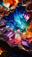 A vibrant and colorful glass artwork up close AI Generated photo