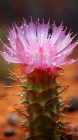 A vibrant pink flower with sparkling water droplets AI Generated photo