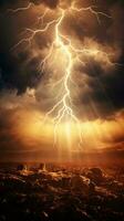 A dramatic lightning bolt illuminating a stormy sky AI Generated photo