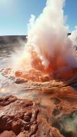 A powerful geyser erupting with force and creating a stunning display of water and steam AI Generated photo