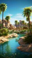 A serene river landscape with palm trees AI Generated photo