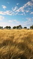 A serene landscape with tall grass and trees in the background AI Generated photo