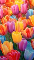 A vibrant field of tulips in full bloom AI Generated photo