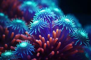 A vibrant cluster of sea anemones in their natural habitat AI Generated photo