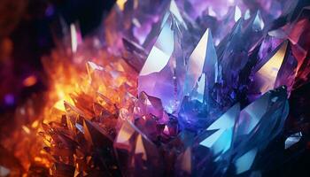 hermosa y vibrante cristales en varios colores y formas ai generado foto