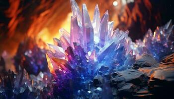 A stunning close-up of a massive crystal object sparkling in the light AI Generated photo