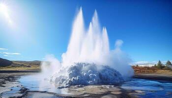 A majestic geyser erupting with tremendous force AI Generated photo