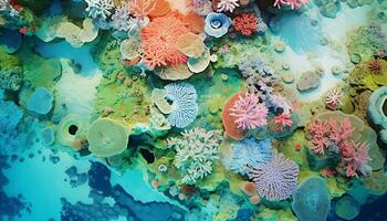 A vibrant coral reef ecosystem with a variety of corals and sea anemones AI Generated photo