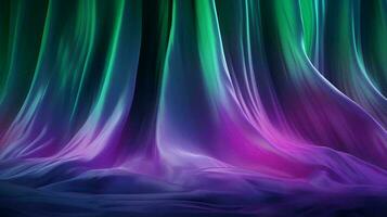 A vibrant abstract curtain in shades of green and purple AI Generated photo