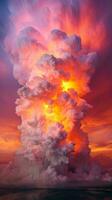 A billowing cloud of smoke reaching towards the heavens AI Generated photo