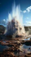 A majestic geyser erupting with powerful force AI Generated photo