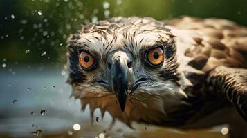 A majestic bird of prey gracefully gliding through the water AI Generated photo