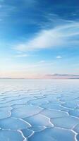 A serene and expansive body of water under a clear blue sky AI Generated photo