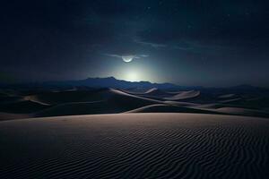 A moonlit desert landscape AI Generated photo